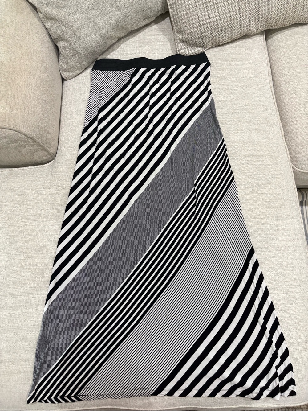 White House Black Market Black and White Diagonal Stripe Maxi Skirt